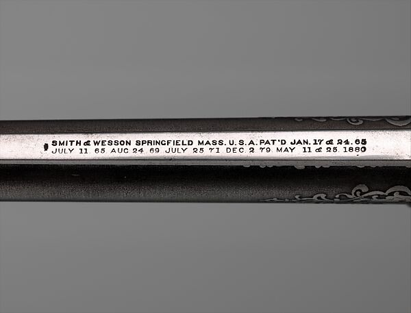 Smith and Wesson New Model No. 3, .44 Caliber Double-Action Navy Revolver, serial no. 23060, Smith &amp; Wesson (American, established 1852), Steel, silver, turquoise, lapis lazuli, American, Springfield, Massachusetts and New York