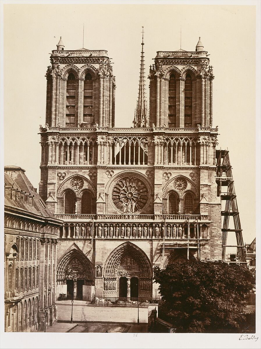 Notre-Dame (façade), Edouard Baldus (French (born Prussia), 1813–1889), Albumen silver print from glass negative 