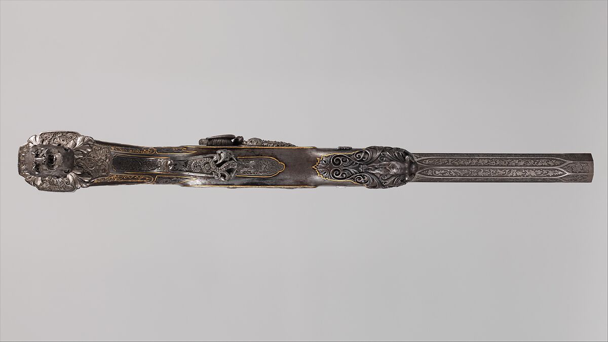 Percussion Exhibition Pistol, Signed by Gilles Michel Louis Moutier-Le Page (French,  1810–1887), Steel, gold, French, Paris