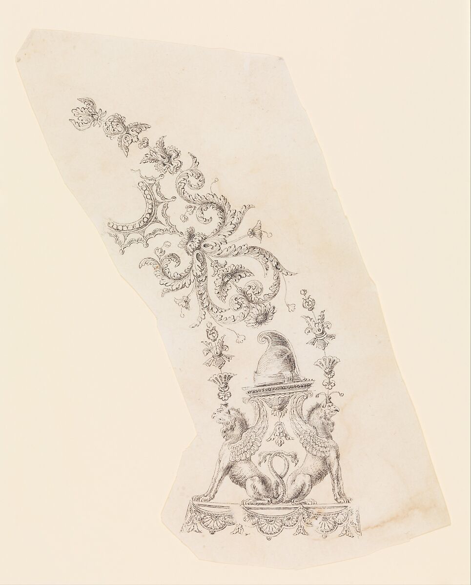 Designs for the Decoration of Firearms, Workshop of Nicolas Noël Boutet (French, Versailles and Paris, 1761–1833), Pencil, ink, gray wash on paper, French, Versailles