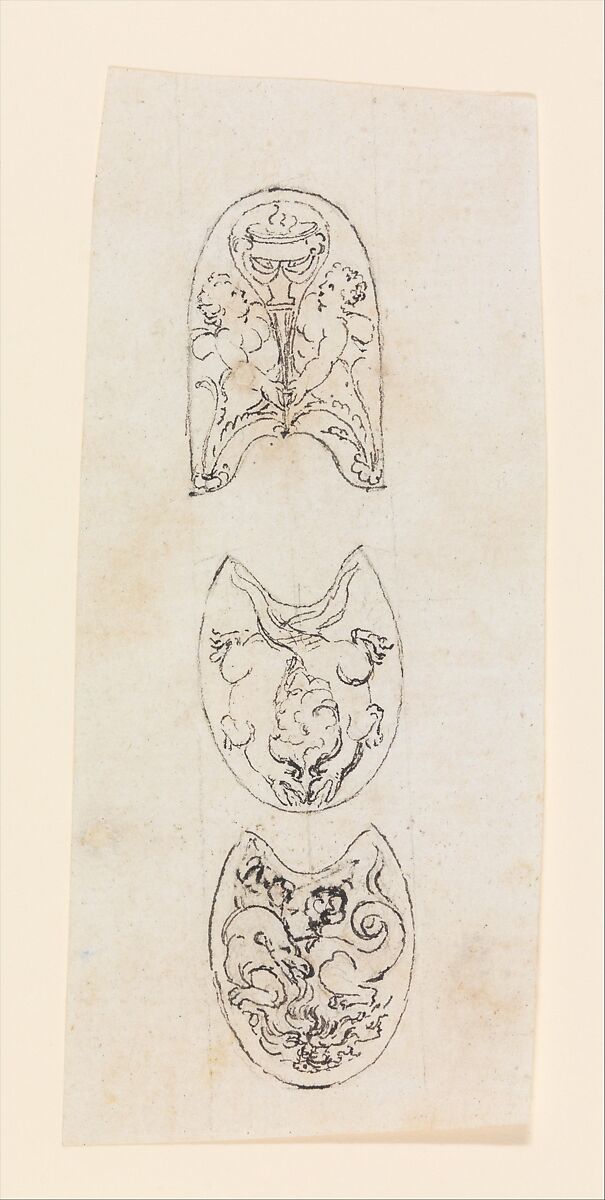 Designs for the Decoration of Firearms, Workshop of Nicolas Noël Boutet (French, Versailles and Paris, 1761–1833), Pencil, ink, gray wash on paper, French, Versailles