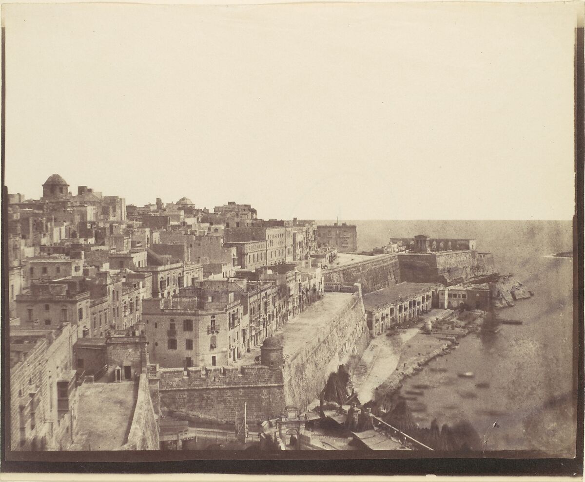 [The Harbor at Valletta, Malta], Attributed to Calvert Richard Jones (British, Swansea, Wales 1802–1877 Bath, England), Salted paper print from paper negative 