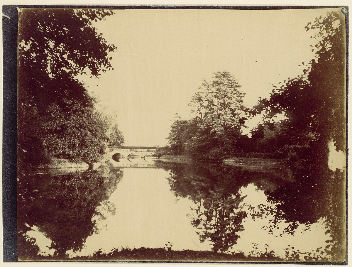 [Bridge Over a Pond], Unknown (British), Albumen silver print from paper negative 