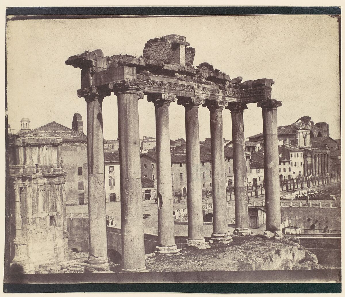 [Temple of Concord, Rome], Attributed to Calvert Richard Jones (British, Swansea, Wales 1802–1877 Bath, England), Salted paper print from paper negative 