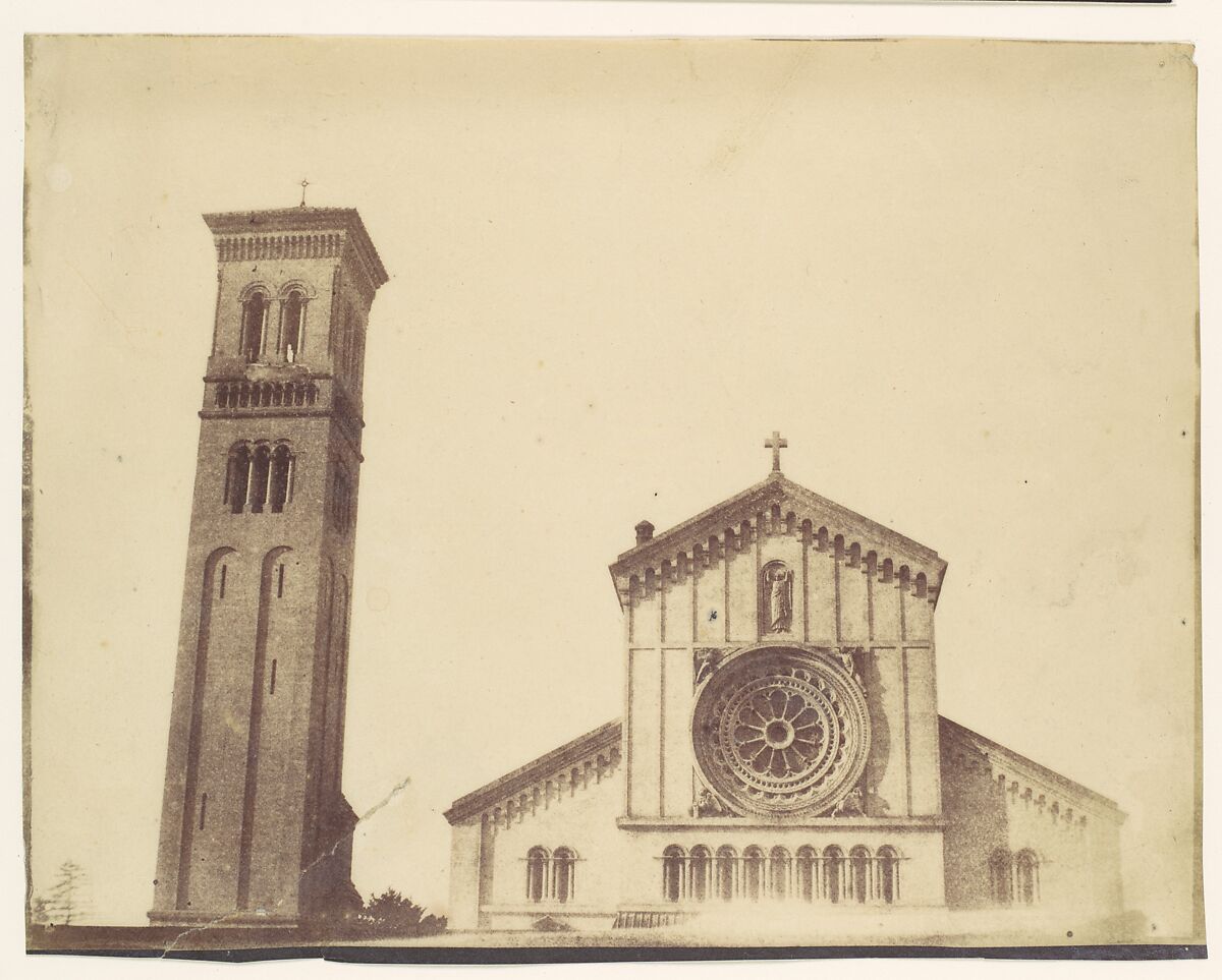[Wilton Church, Facade and Bell Tower], Unknown (British), Albumen silver print from paper negative 