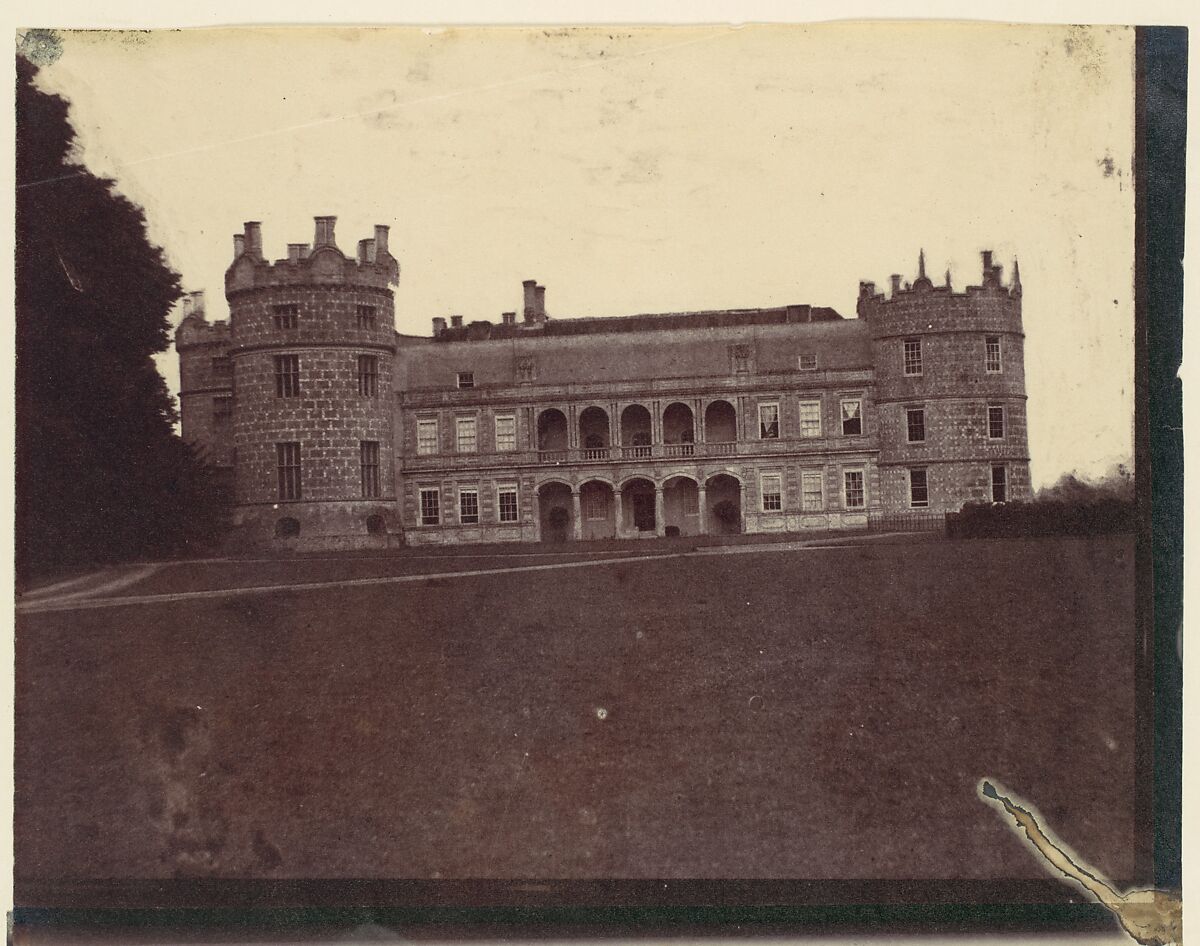 [Castle with Round Towers Seen from the Grounds], Unknown (British), Salted paper print from paper negative 