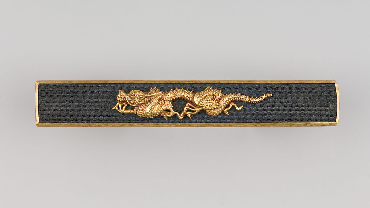 Knife Handle (Kozuka), Copper-gold alloy (shakudō), gold, Japanese 