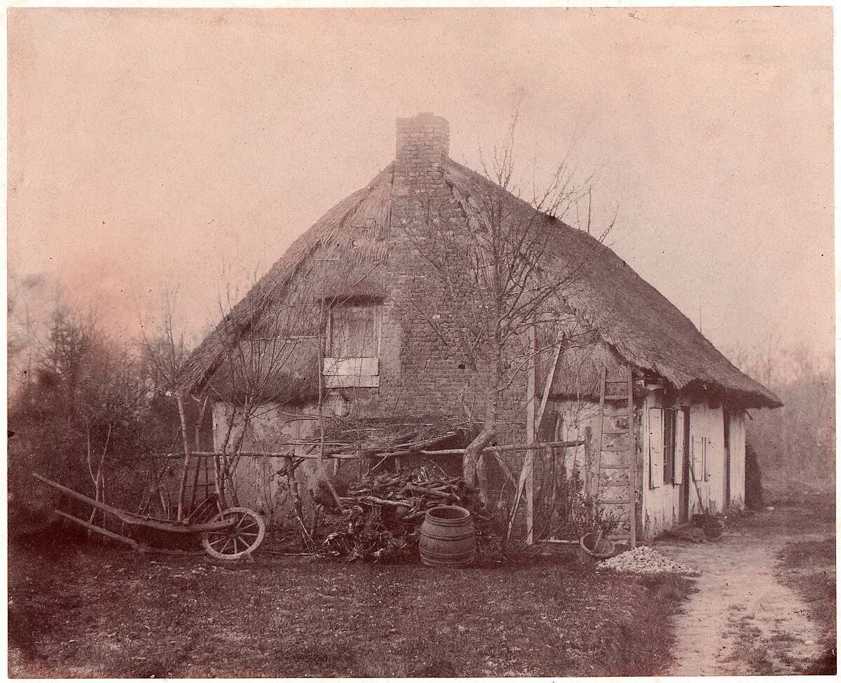 Ferme au toit de chaume, Unknown (French), Salted paper print (Blanquart-Évrard process) from paper negative 