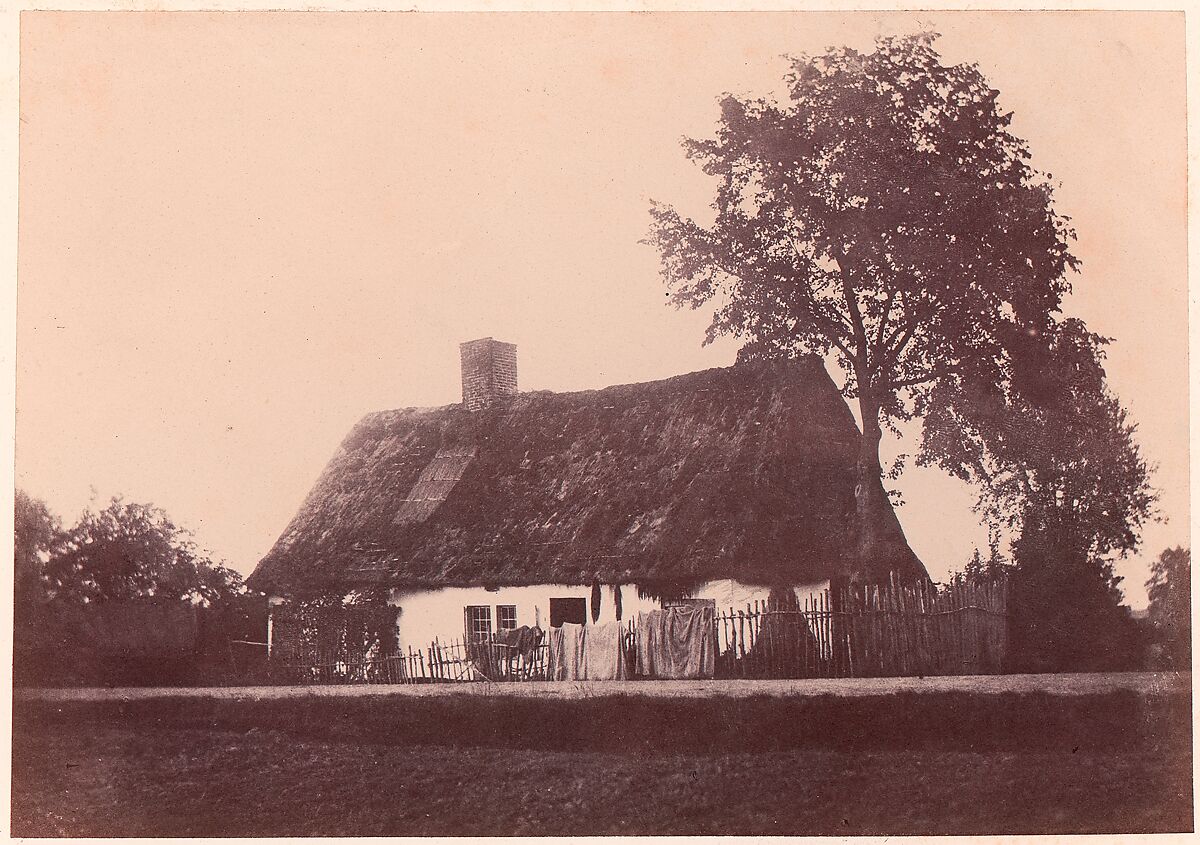 Maison au toit de chaume, Unknown (French), Salted paper print (Blanquart-Évrard process) from paper negative 