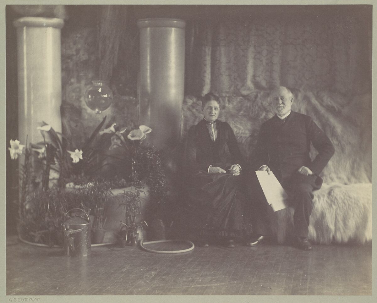 Mr. and Mrs. Charles E. Tiffany in Louis C. Tiffany's Studio, George Collins Cox (American, 1851–1902), Platinum print (?) 