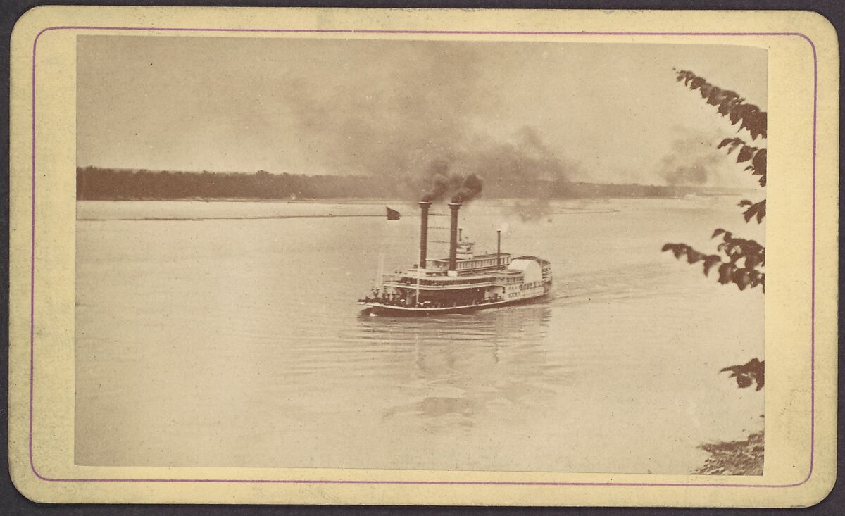 Steamer R.E. Lee Racing with Natches When Nearing St. Louis, Robert Benecke (American, 1835–1903), Albumen silver print 
