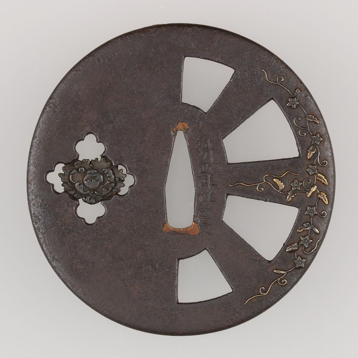 Sword Guard (Tsuba), Bronze, copper, Japanese 