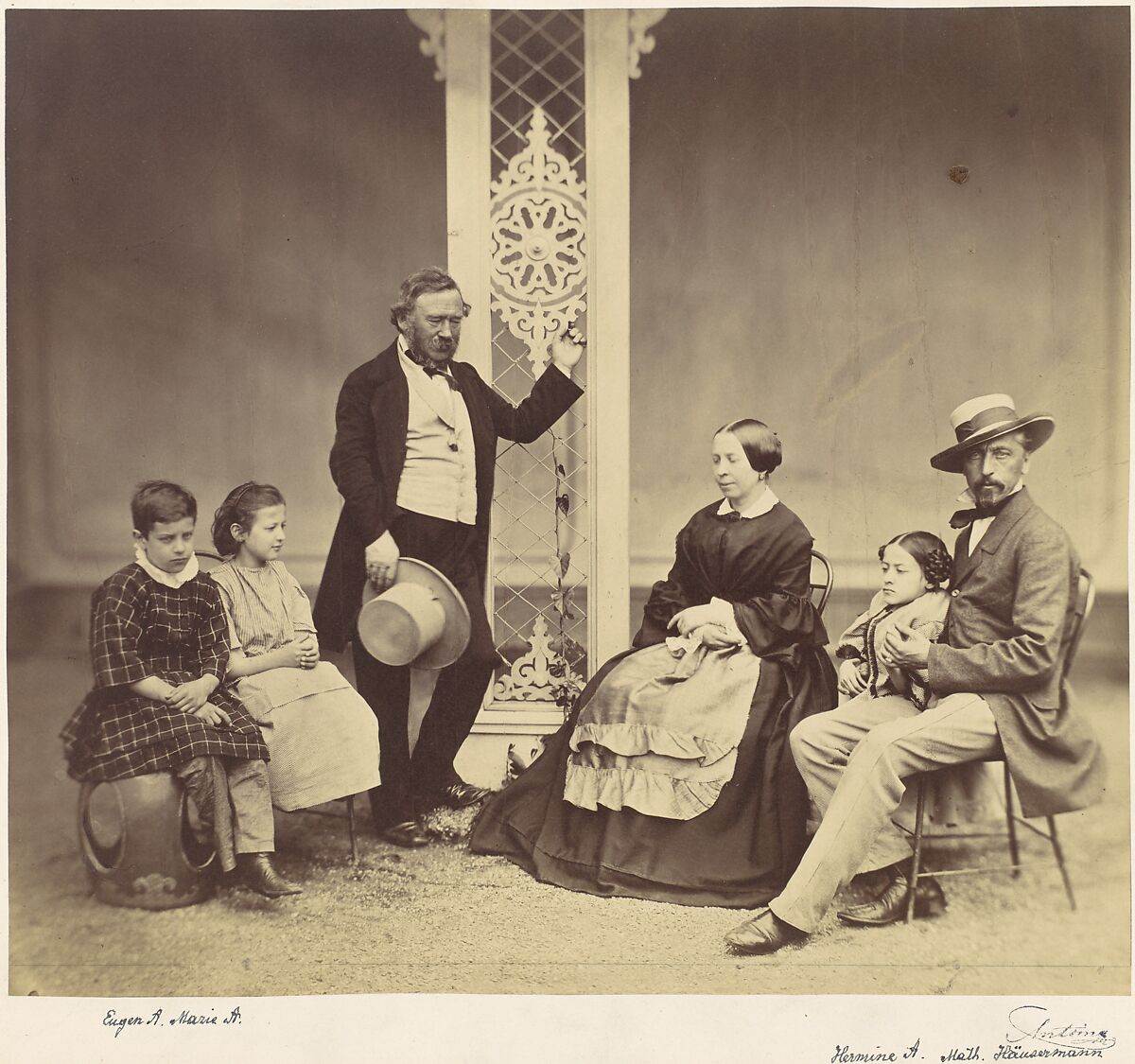 [Group Portrait of Six People], Franz Antoine (Austrian, Vienna 1815–1886 Vienna), Albumen silver print from glass negative 