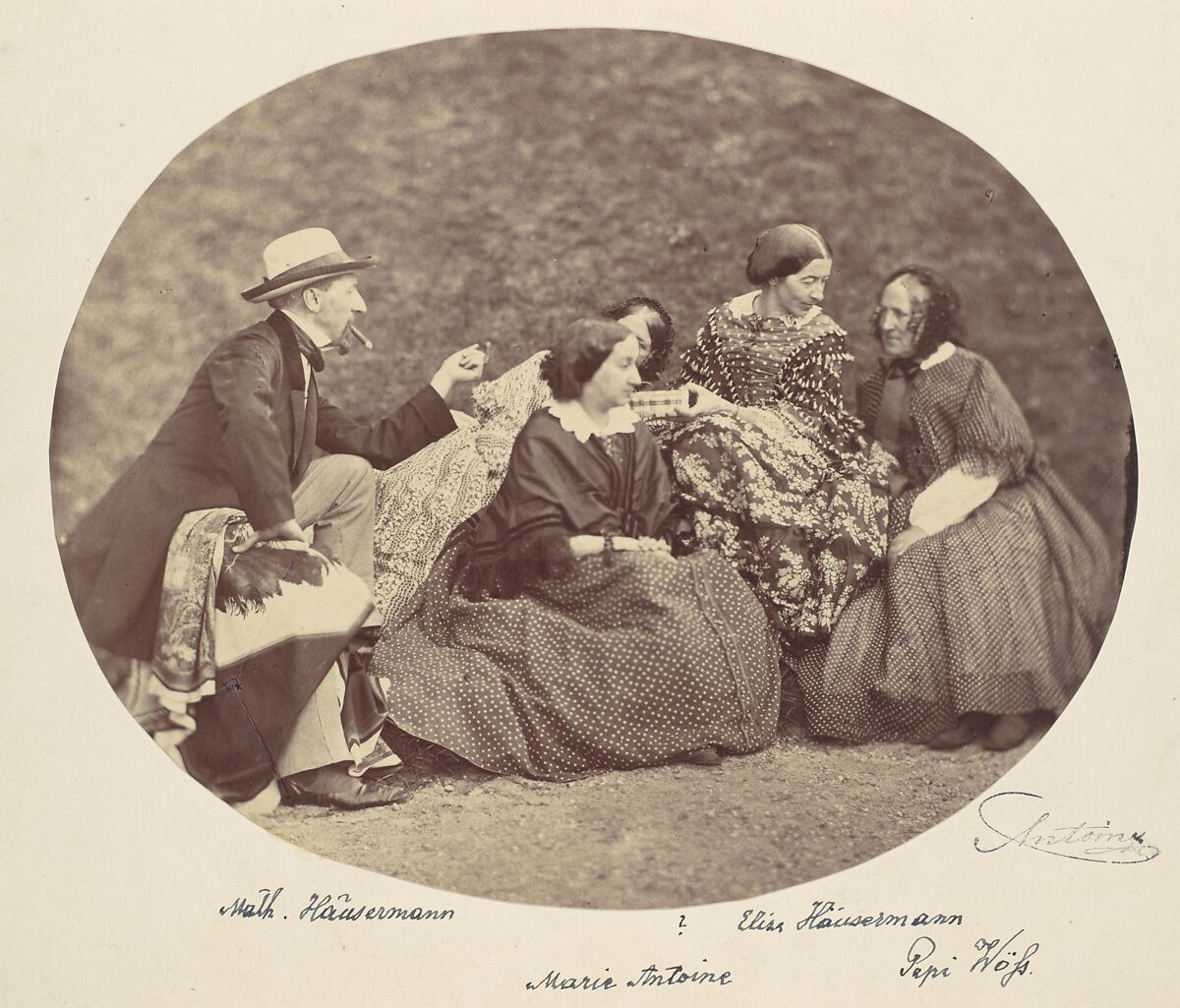 [Mathias Häusermann, Marie Antoine, Elise Häusermann, and Pepe Wöss], Franz Antoine (Austrian, Vienna 1815–1886 Vienna), Albumen silver print from glass negative 