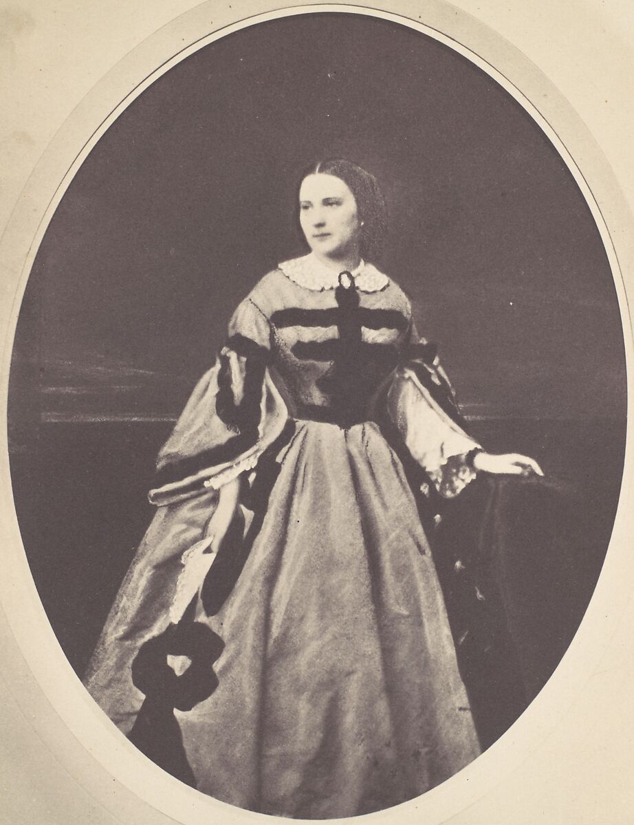 [Female Portrait, Standing, Looking Left], Franz Antoine (Austrian, Vienna 1815–1886 Vienna), Albumen silver print from glass negative 