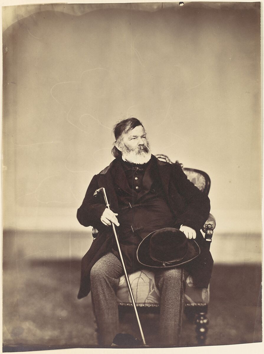 [Seated Man with Cane and Hat], Franz Antoine (Austrian, Vienna 1815–1886 Vienna), Albumen silver print from glass negative 