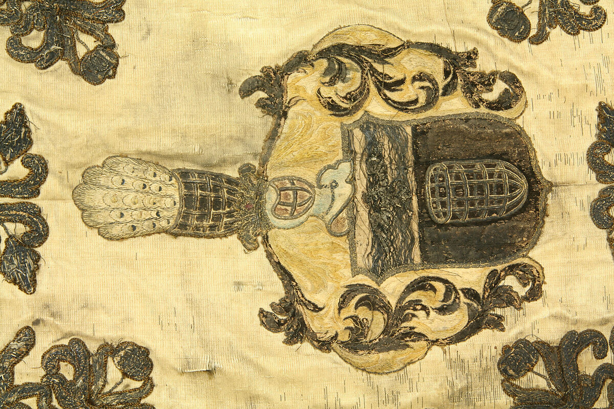 Alliance Banner and Shaft for a Wedding Procession for the Families Bessere von Thalfingen and Seutter von Lötzen, Silk, wood, metal, silver, gilding, German