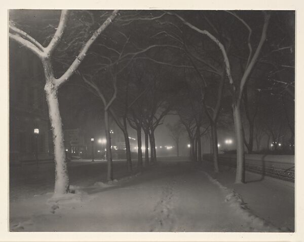 An Icy Night, Alfred Stieglitz (American, Hoboken, New Jersey 1864–1946 New York), Gelatin silver print from glass negative 