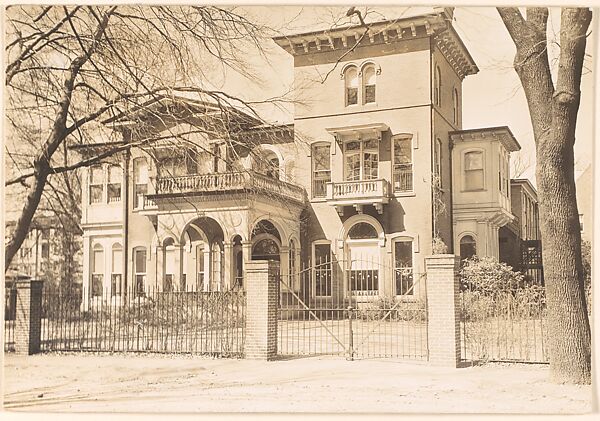 [Italianate Revival House Behind Iron Gate, Brookline, Massachusetts], Walker Evans (American, St. Louis, Missouri 1903–1975 New Haven, Connecticut), Gelatin silver print 