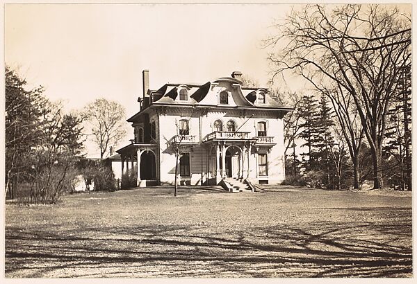 [Second Empire House with Bell-Shaped Pediment, From Across Lawn]