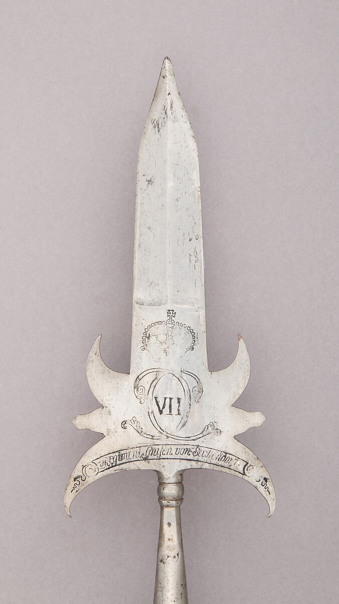 Spontoon with Fanion, Steel, wood, textile , German