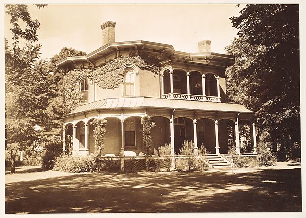 [Brick Italianate Revival House with Full-Façade Porch, Northampton, Massachusetts], Walker Evans (American, St. Louis, Missouri 1903–1975 New Haven, Connecticut), Gelatin silver print 