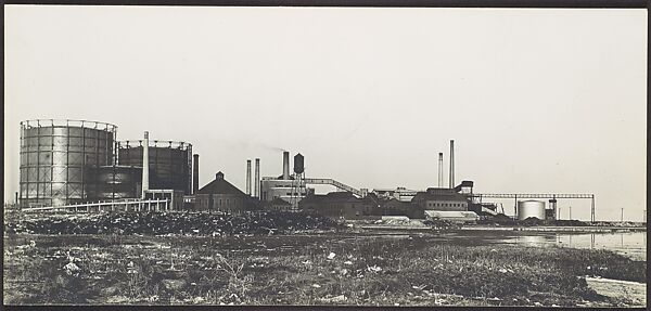 [Industrial Site: Smokestack and Oil Tanks], Walker Evans (American, St. Louis, Missouri 1903–1975 New Haven, Connecticut), Gelatin silver print 