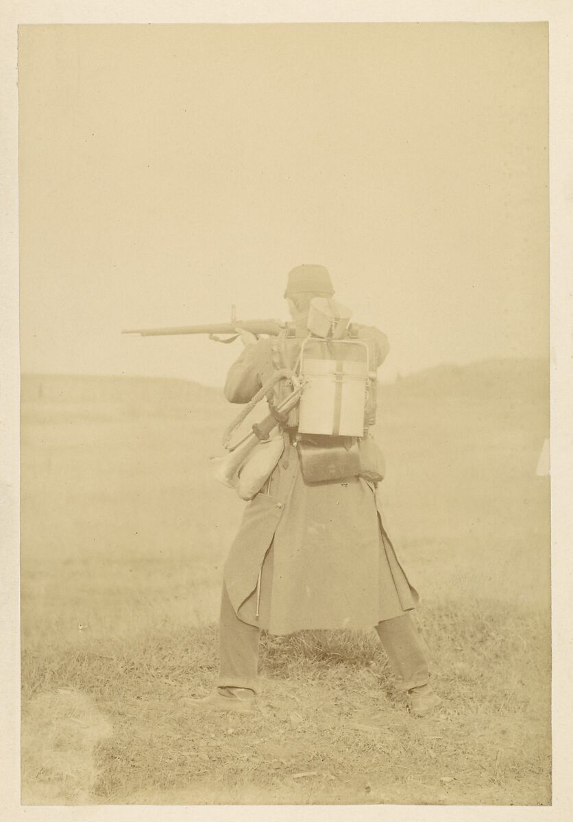 [Standing Soldier Aiming Rifle], Unknown (French), Gelatin silver print 