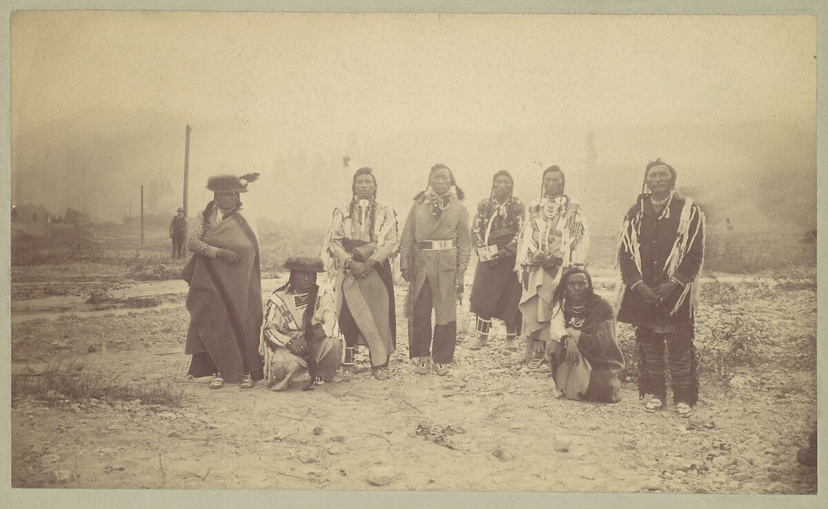 Unknown Group Of Native American Men Telegraph Poles In Background The Met 