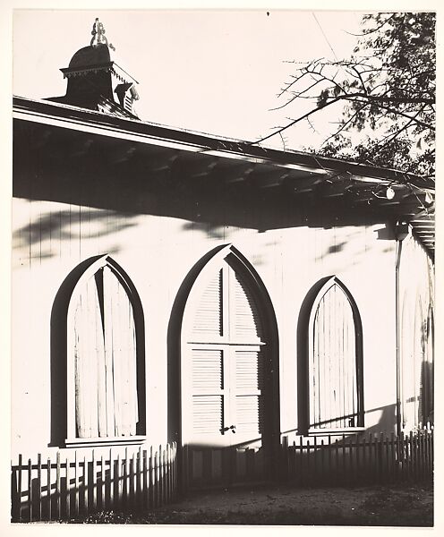 [Doorway and Windows of Gothic Revival Building, Ossining, New York], Walker Evans (American, St. Louis, Missouri 1903–1975 New Haven, Connecticut), Gelatin silver print 