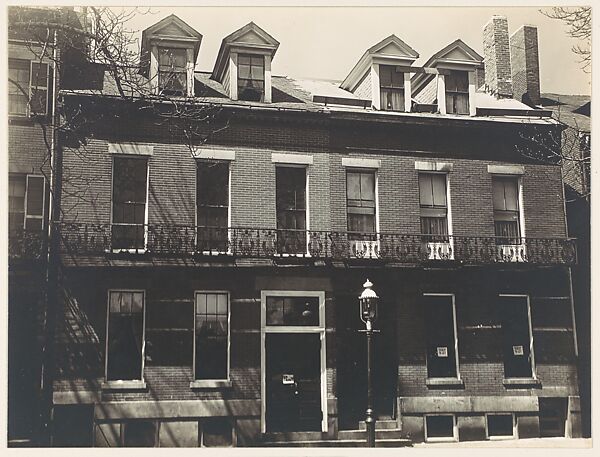 [Row of Greek Revival Town Houses with Rooms to Let, Probably Boston Vicinity, Massachusetts], Walker Evans (American, St. Louis, Missouri 1903–1975 New Haven, Connecticut), Gelatin silver print 