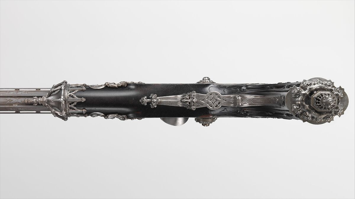 Pair of Percussion Target Pistols Made for Display at the 1844 Exposition des Produits de l'Industrie in Paris, Signed by Alfred Gauvain (French, Paris 1801–1889 Paris), Steel, wood (ebony), French, Paris