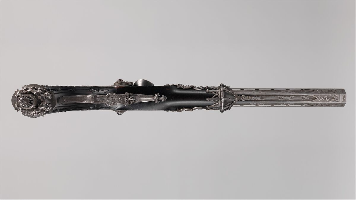 Pair of Percussion Target Pistols Made for Display at the 1844 Exposition des Produits de l'Industrie in Paris, Signed by Alfred Gauvain (French, Paris 1801–1889 Paris), Steel, wood (ebony), French, Paris