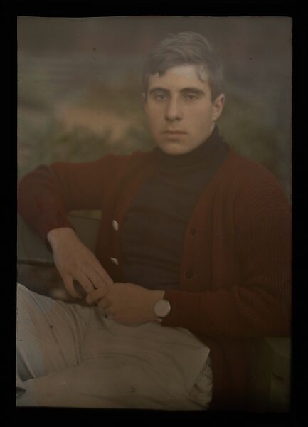 [Man in Red Sweater], Alfred Stieglitz (American, Hoboken, New Jersey 1864–1946 New York), Autochrome 