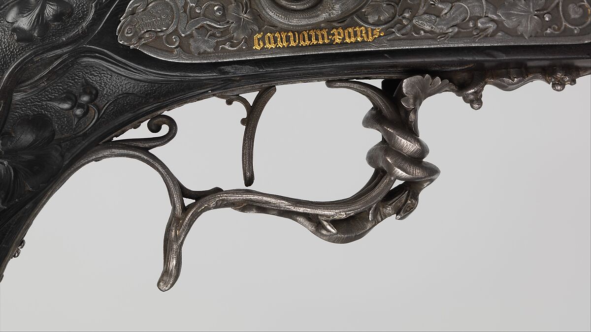 Pair of Percussion Target Pistols Made for Display at the Crystal Palace Exhibition in London, 1851, Signed by Alfred Gauvain (French, Paris 1801–1889 Paris), Steel, wood (ebony), gold, French, Paris