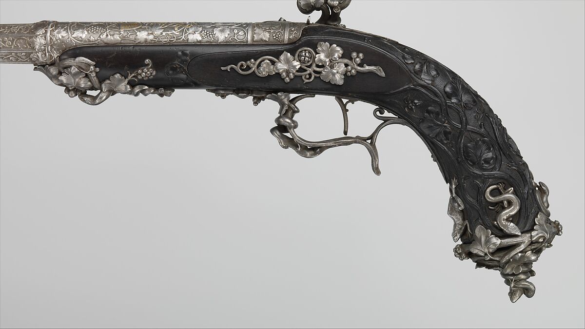 Pair of Percussion Target Pistols Made for Display at the Crystal Palace Exhibition in London, 1851, Signed by Alfred Gauvain (French, Paris 1801–1889 Paris), Steel, wood (ebony), gold, French, Paris