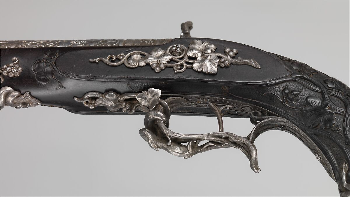 Pair of Percussion Target Pistols Made for Display at the Crystal Palace Exhibition in London, 1851, Signed by Alfred Gauvain (French, Paris 1801–1889 Paris), Steel, wood (ebony), gold, French, Paris