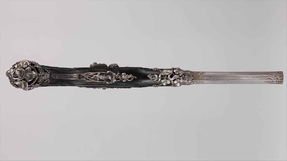 Pair of Percussion Target Pistols Made for Display at the Crystal Palace Exhibition in London, 1851, Signed by Alfred Gauvain (French, Paris 1801–1889 Paris), Steel, wood (ebony), gold, French, Paris