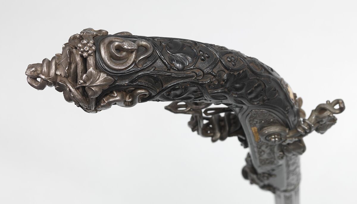 Pair of Percussion Target Pistols Made for Display at the Crystal Palace Exhibition in London, 1851, Signed by Alfred Gauvain (French, Paris 1801–1889 Paris), Steel, wood (ebony), gold, French, Paris