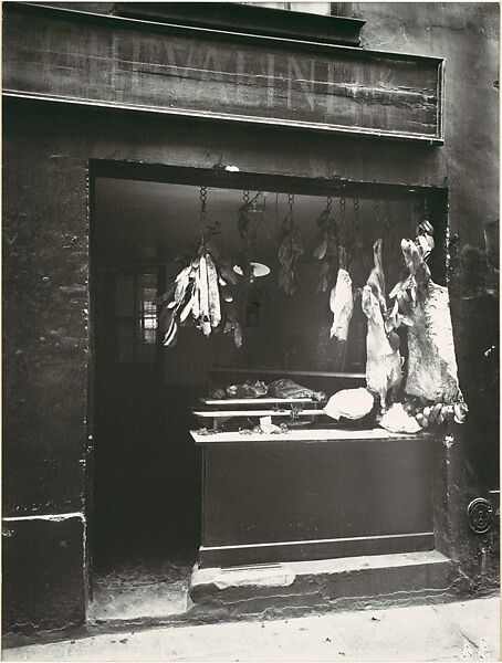 Boucherie, Rue Christine, Eugène Atget (French, Libourne 1857–1927 Paris), Gelatin silver print from glass negative 