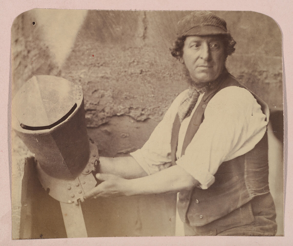 [Man with Helmet], Oscar Gustav Rejlander (British (born Sweden), 1813–1875), Albumen silver print 