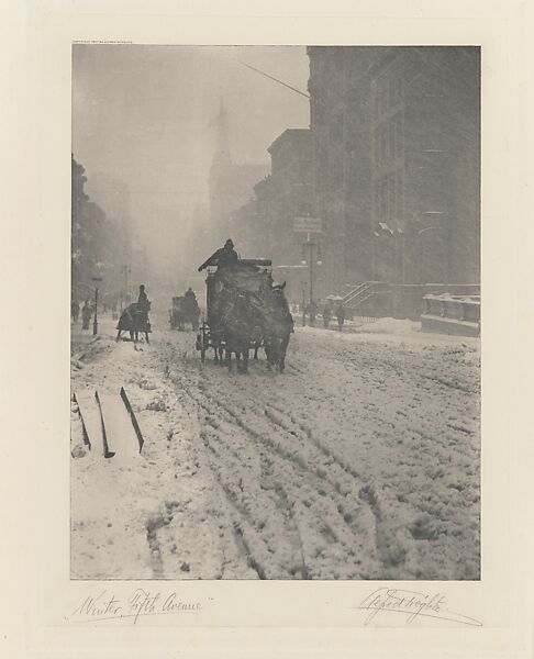 Winter - Fifth Avenue, Alfred Stieglitz (American, Hoboken, New Jersey 1864–1946 New York), Photogravure 