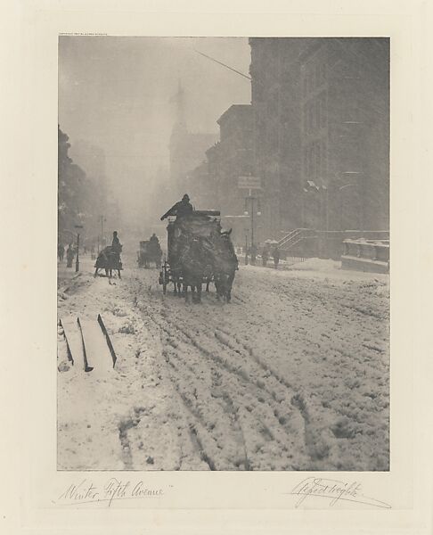 Winter - Fifth Avenue, Alfred Stieglitz  American, Photogravure