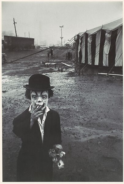 Clown and Circus Tent, Bruce Davidson (American, born 1933), Gelatin silver print 
