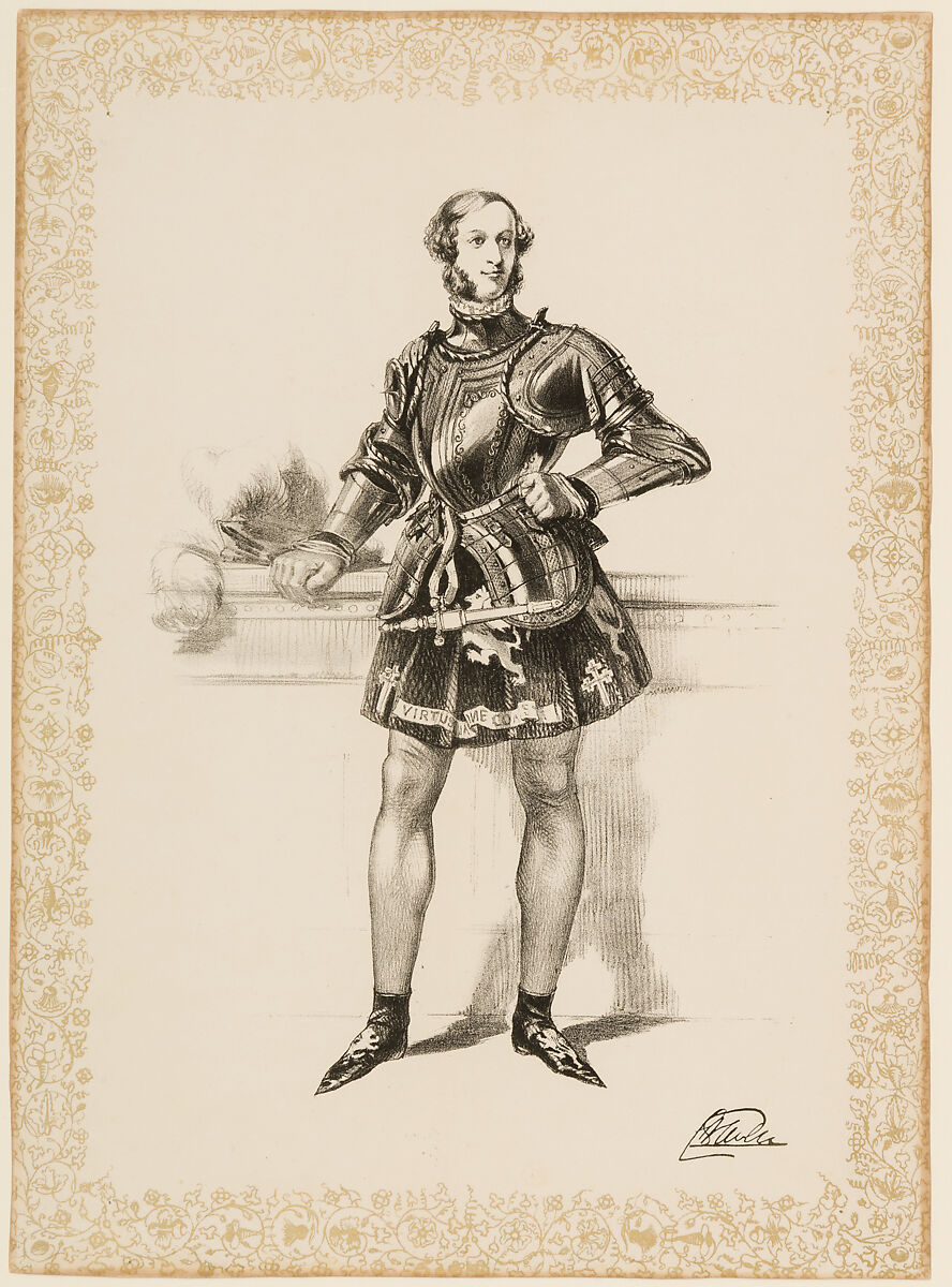 Print of William 2nd Earl of Craven in Costume Worn at Eglinton Tournament 1839, Ink, paper, British 