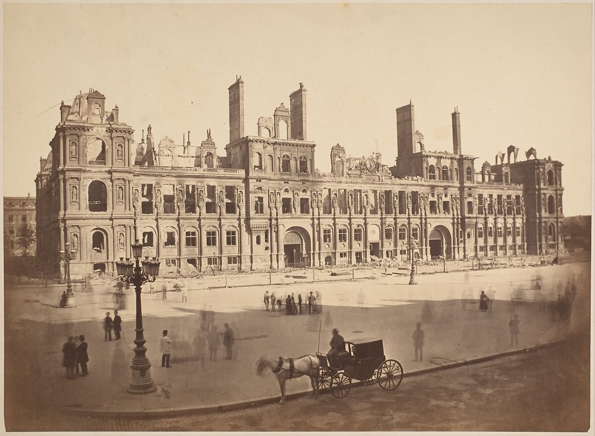 [The Hötel de Ville after the Commune], Hippolyte-Auguste Collard (French, 1811–1887), Albumen silver print from glass negative 