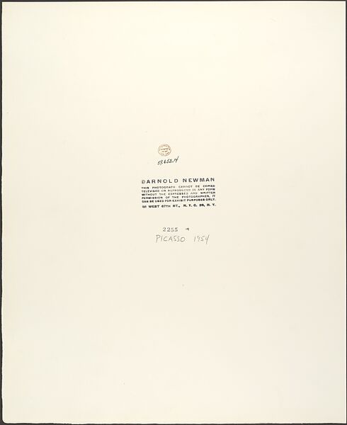 Pablo Picasso, Arnold Newman (American, New York 1918–2006 New York), Gelatin silver print