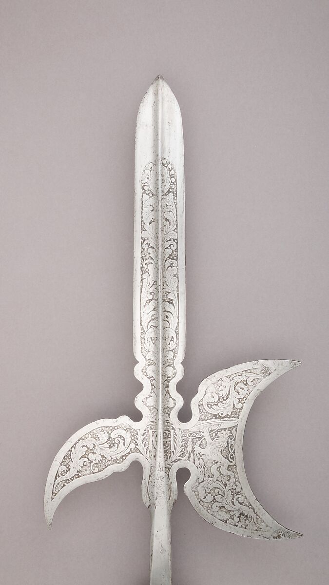 Halberd of Frederick of Hesse, Prince-Bishop of Breslau (reigned 1671–82), Steel, wood, textile, German