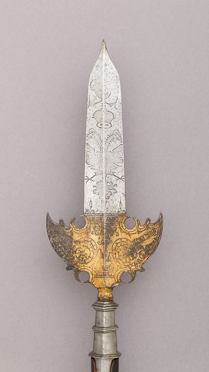 Partisan-Spontoon, Steel, wood, iron, gold, Austrian 