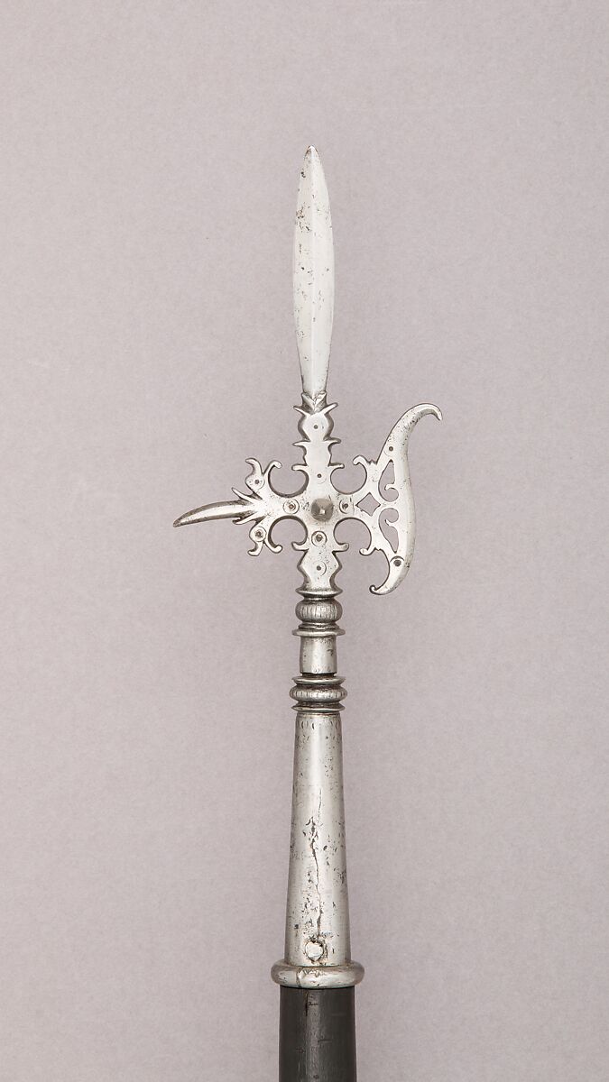 Halberd-spontoon, Steel, wood (ash), possibly Italian
